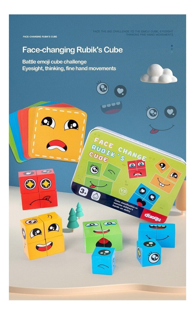 Lazhu Blocos De Construção De Emoji De Madeira Brinquedo De - Imagem 7