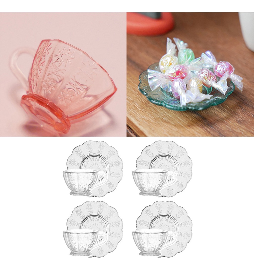 8 Unidades 1:12 Dollhouse Miniatures Tea Chá Set Copos De Ág - Imagem 10
