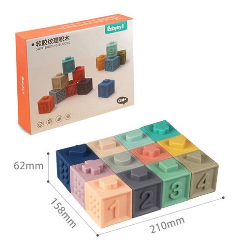 Blocos De Construção Do Brinquedo Do Bebê De Silicone 12pcs - Imagem 7