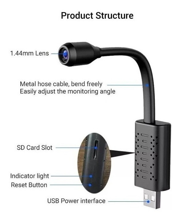 Mini Câmera Hidden Usb Wifi Spy Gravando Áudio Discreto - Imagem 7