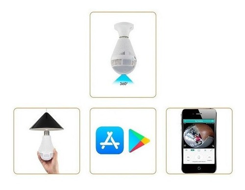 Lâmpada Espiã Câmera Ip 360° Hd Led Wifi Icsee - Imagem 2
