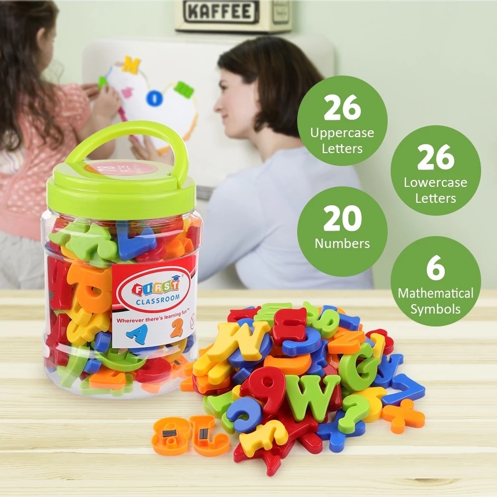 Conjunto De Brinquedos Magnéticos De Geladeira Abc 123 Letra - Imagem 3
