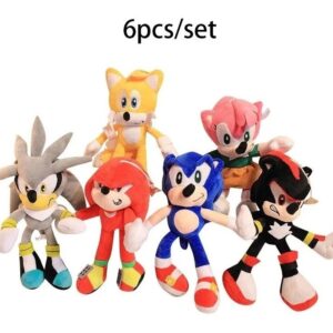 6 Peças De Brinquedo Infantil De Pelúcia Sonic Doll, Present