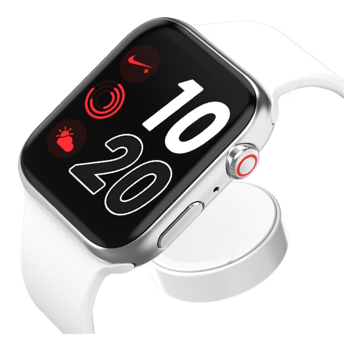 Smartwatch Iwo12 Série 5 44mm Prateado Pulseira Branco - Imagem 2
