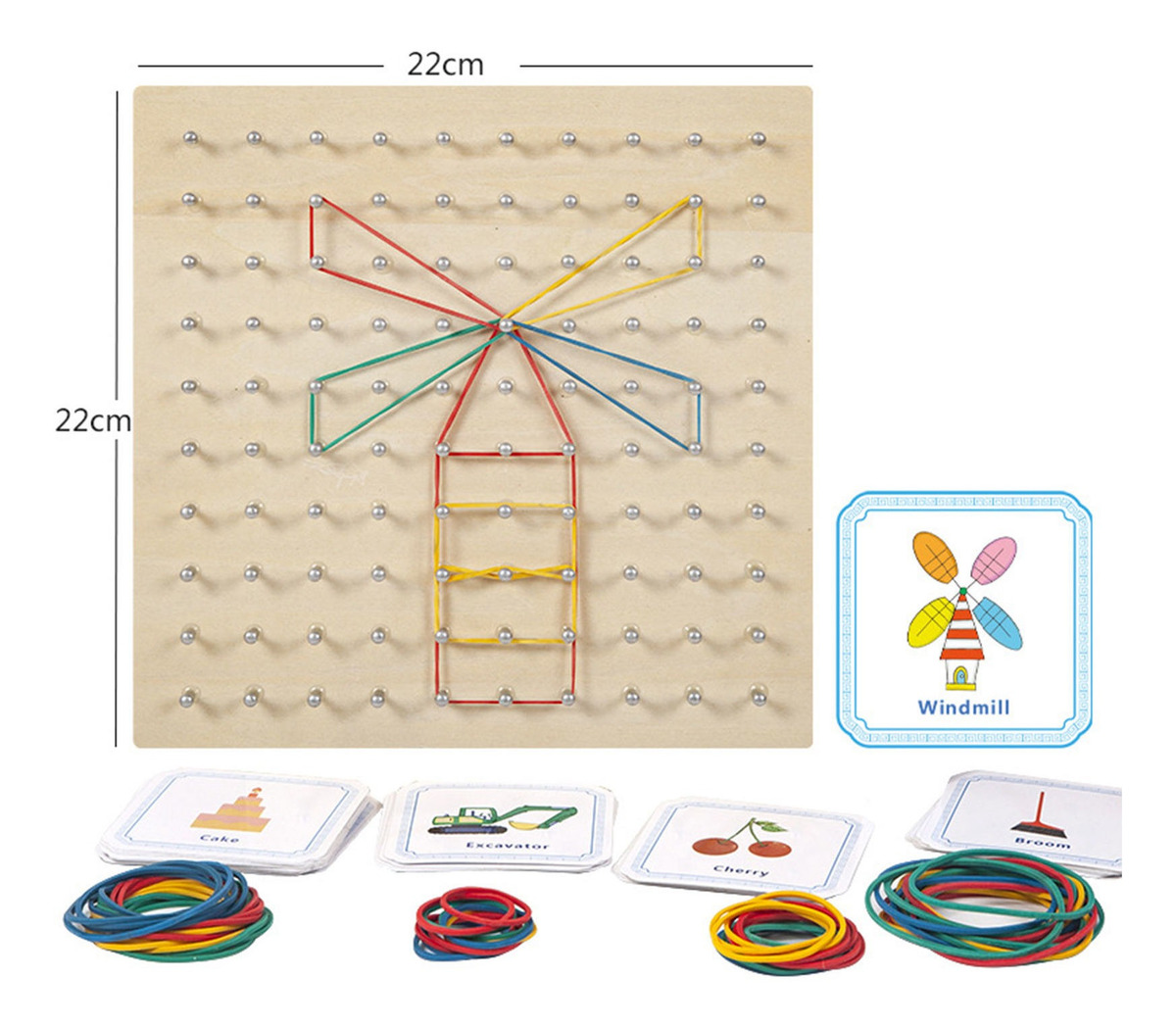 Montessori Geoboard Wooden Matemático Manipulative Math - Imagem 12