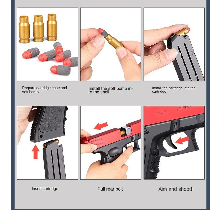 Brinquedo Infantil Shell Ejection 1911 Pistol Boy Toy Explos - Imagem 9