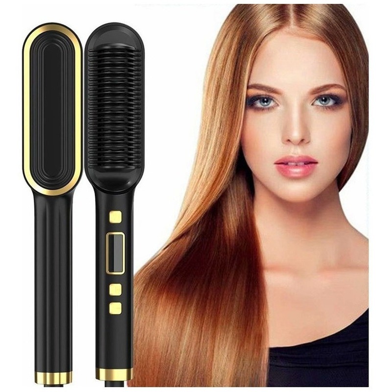 Escova De Alisamento De Cabelo Anion 2 Em 1 Basiqe Sleek Gol