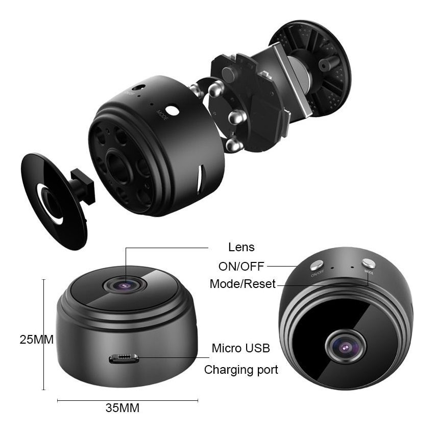 Mini Câmera Espiã Carro Wifi Sem Fio Hd Espionagem 2pcs - Imagem 2