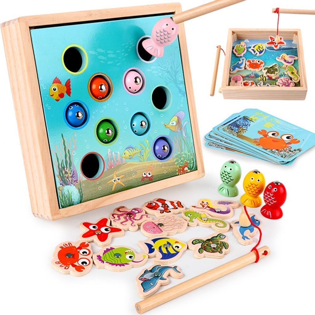 Brinquedo De Madeira Para Jogos De Pesca Brinquedos - Imagem 7