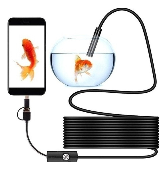 Endoscópio Câmera Otg Android 10m Cabo Usb Led