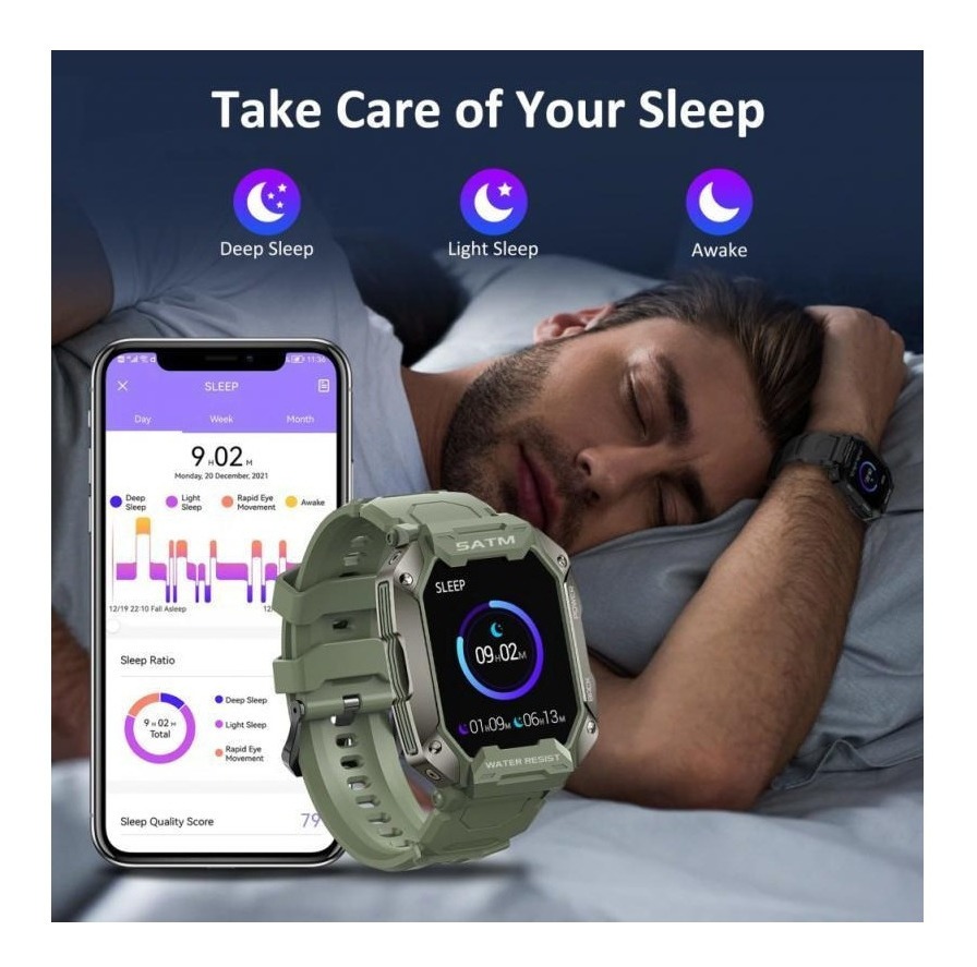 Smartwatch Militar C20 Anti-choque À Prova D'água 50m - Imagem 9