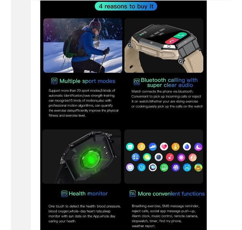 Smartwatch Para Esportes Ao Ar Livre Para Homens. - Imagem 5