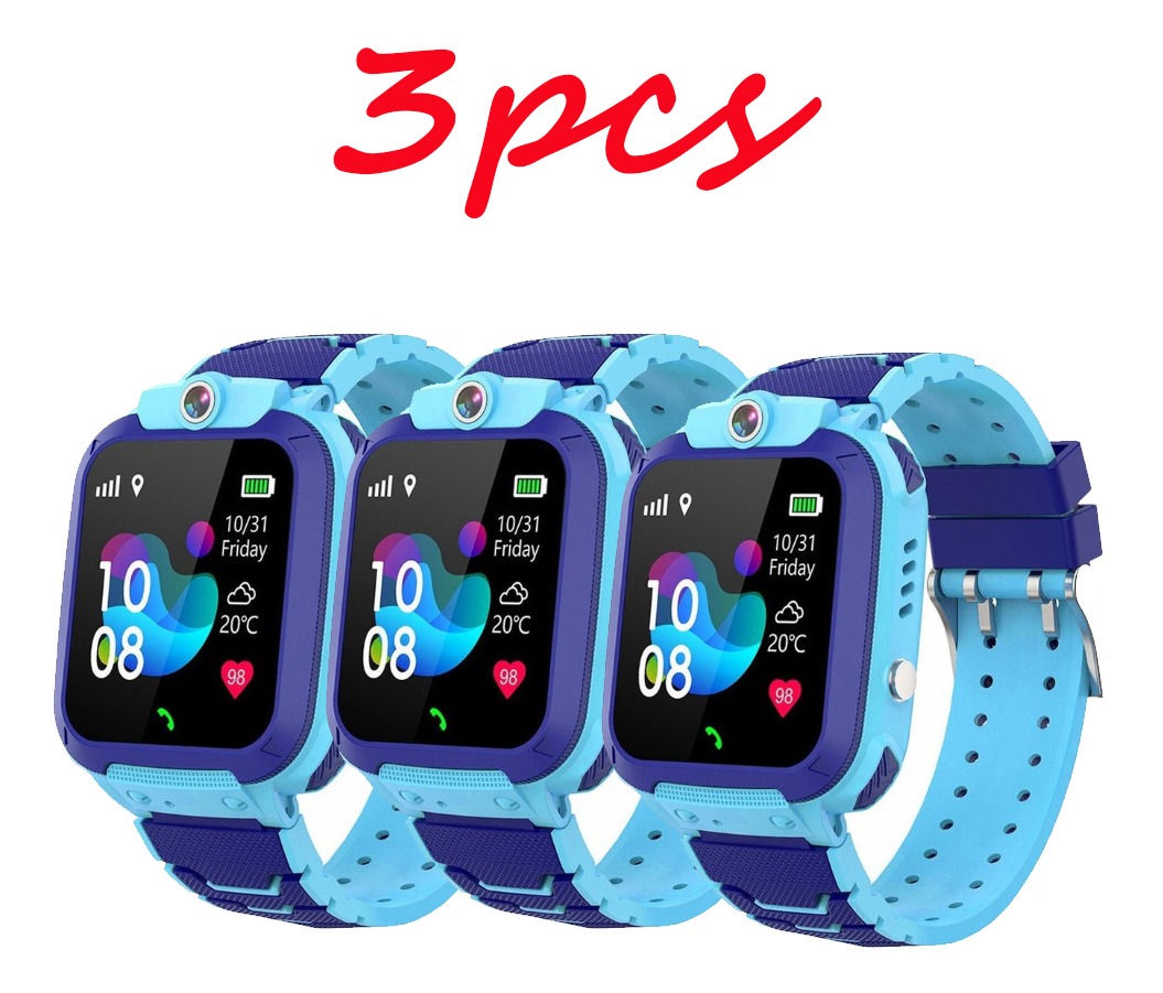 3pc Azul Smartwatch De C/localizador Lbs/llamada Sos P/menin