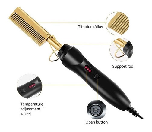Ferros De Alisamento De Cabelo Liso Escova Quente Pente De A - Imagem 2