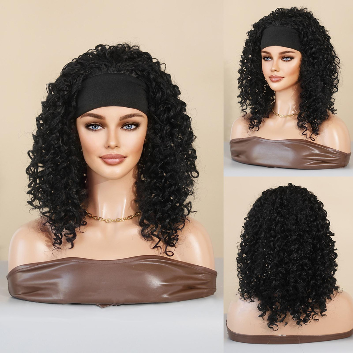 Peruca Preto Branco Mulheres Perucas Rede De 46-55cm - Imagem 12