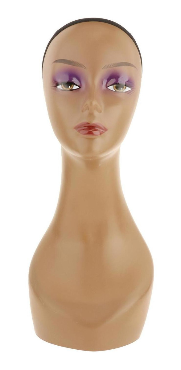 Bust Peruca Cabeça Stand Modelo Chapéus Costura Preta - Imagem 2