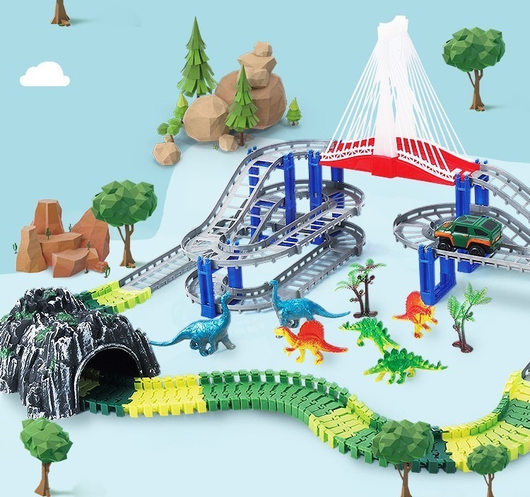 Pista De Carrinhos De Brinquedo Infantil Dinossauro 167p - Imagem 2
