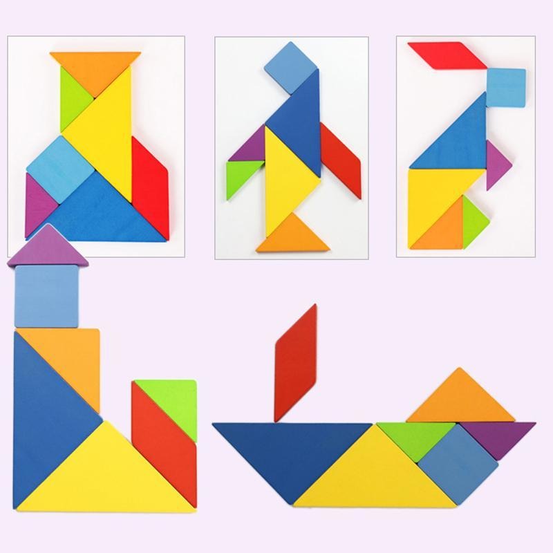 Brinquedos De Quebra-cabeça De Madeira De Tangram Geométrico - Imagem 2
