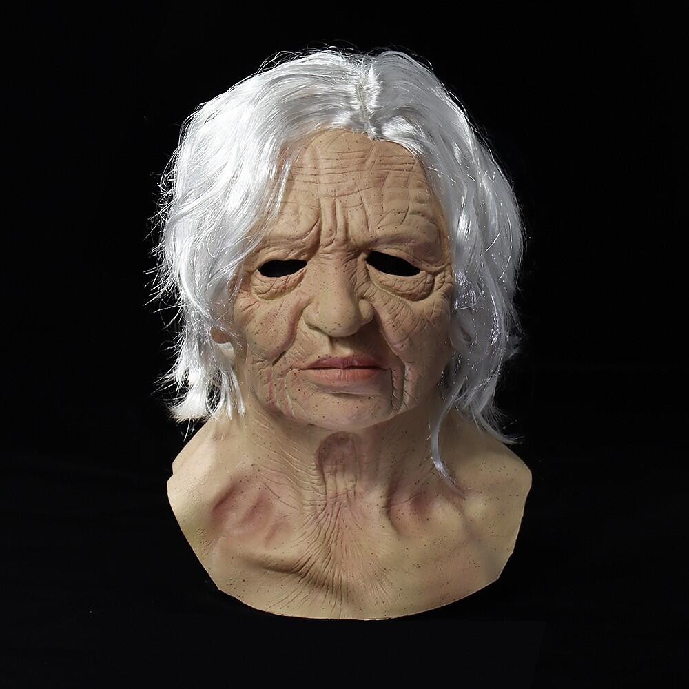 Máscara De Mulher Velha De Halloween Máscara Facial Assustad - Imagem 6