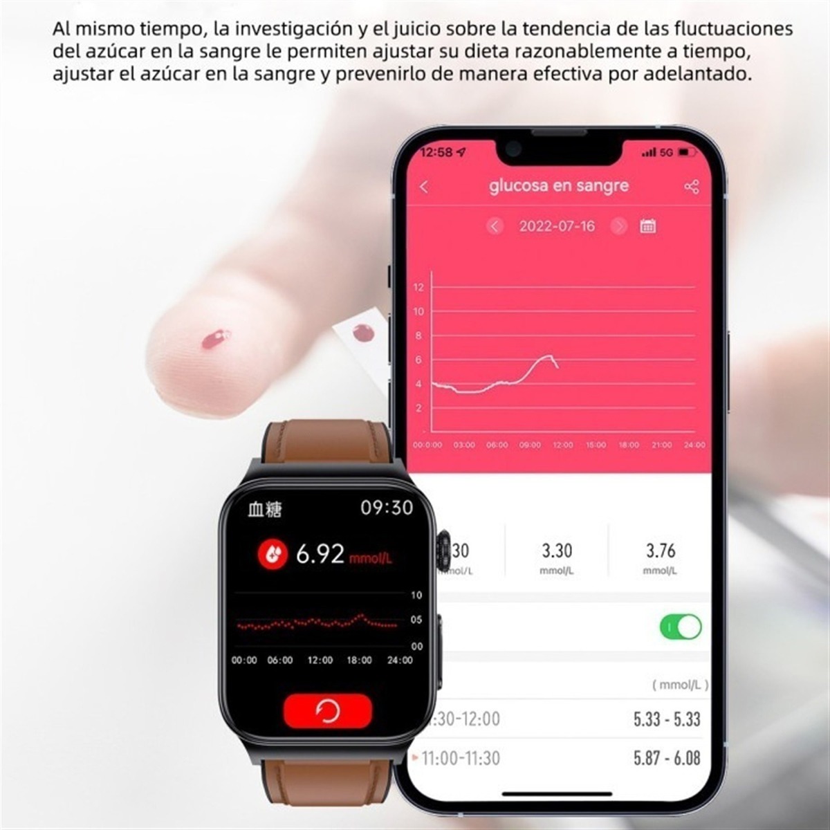 Reloj Inteligente Glucosa En Sangre Frecuencia Cardíaca E500 - Imagem 4