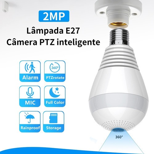 Camera Ip Lampada Segurança 360 Visão Noturna Espia Wifi Hd