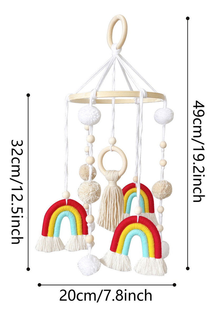 Cama De Bebê Móvel De Madeira Rainbow Mobile Baby Wind Chime - Imagem 22