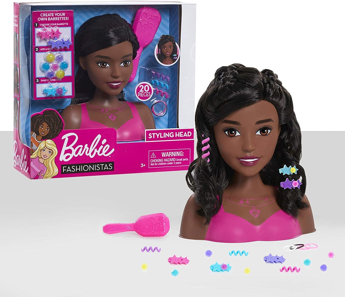 Barbie Fashionistas 8 Polegadas Styling Head Cabelo Preto 20