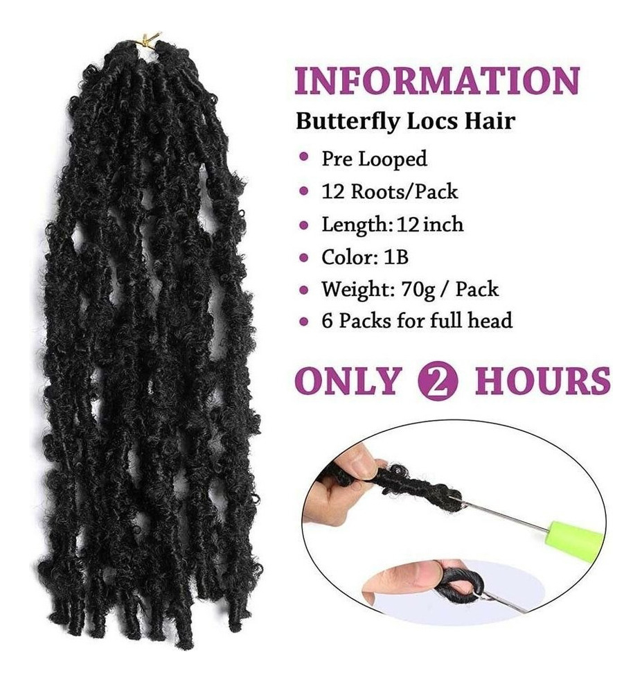 Aplique Cabelo Cacheado Crochê Natural 6 Pcs - Imagem 2
