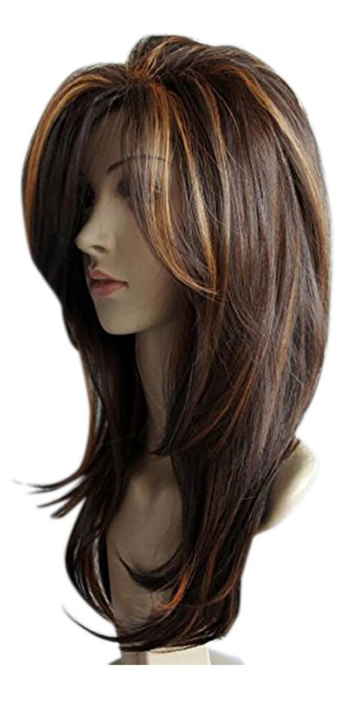 Perucas Cabelo Encaracolado Misturado Cores Sintécos 65cm - Imagem 2