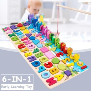 Lazhu Brinquedos De Madeira Montessori, Placa De Pesca,