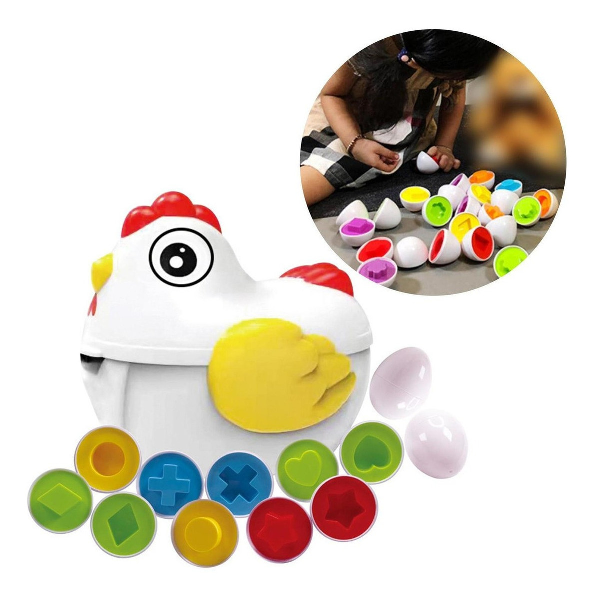 12 Peças Montessori Combinando Ovos Brinquedo Frango - Imagem 8