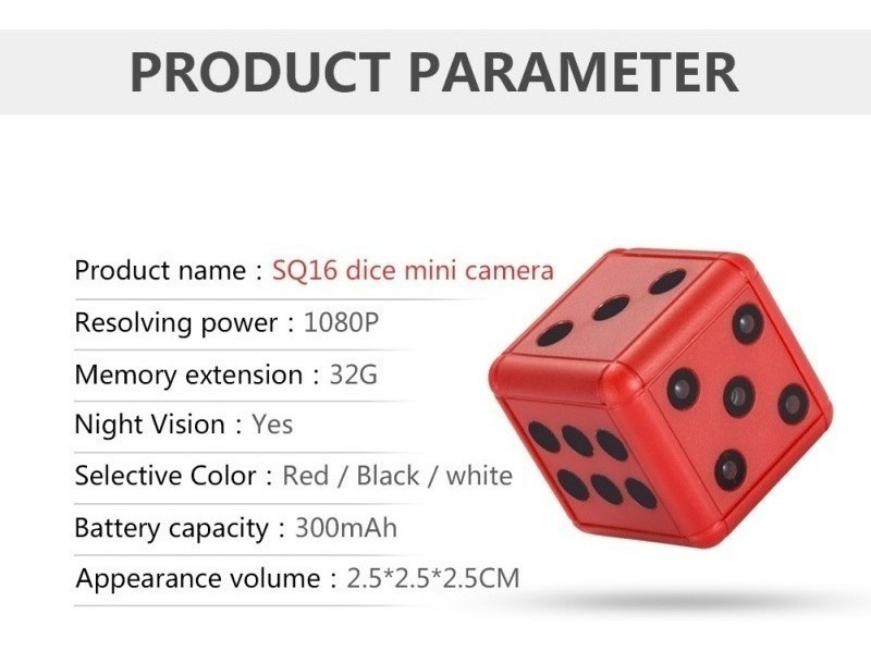 Mini Câmera Espía Hd 1080p Tipo Llavero Forma De Cubo Dados - Imagem 3