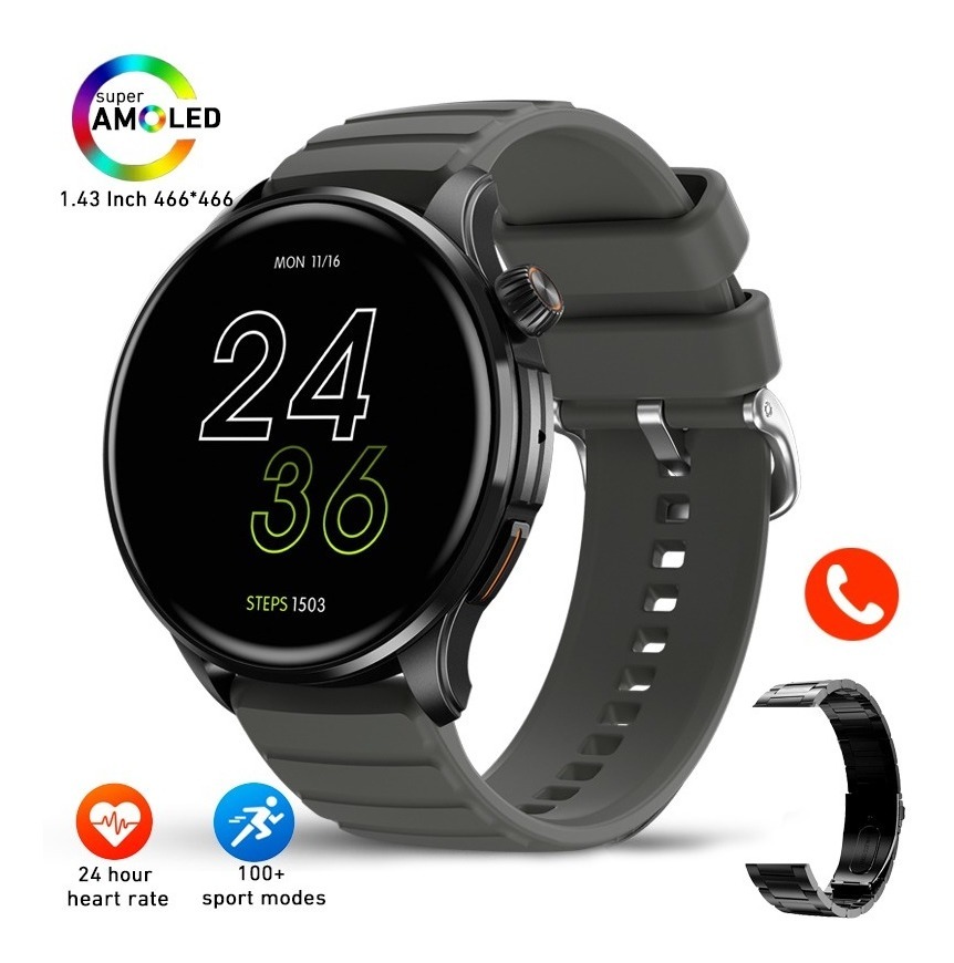 Chamada Bluetooth De Tela Grande Smartwatch Men 1.43 Amoled