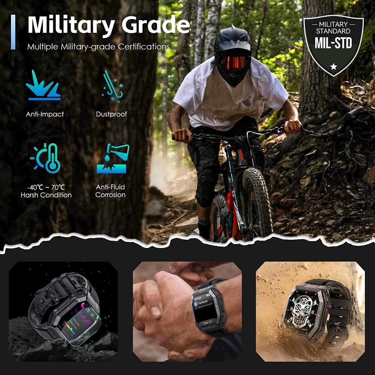 Smartwatch Para Homens Tactical Fitness Tracker - Imagem 13