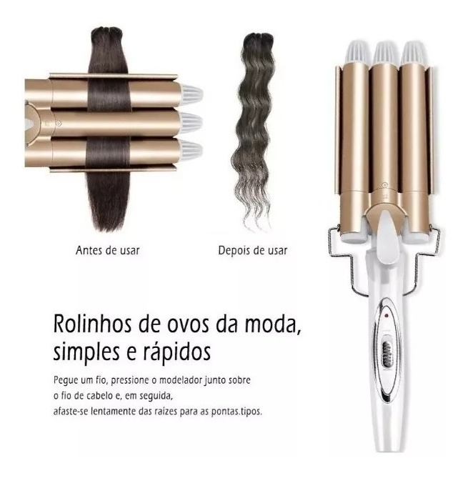 Chapinha De Cerâmica Onda Tripla Chapinha De Ondulação - Imagem 8