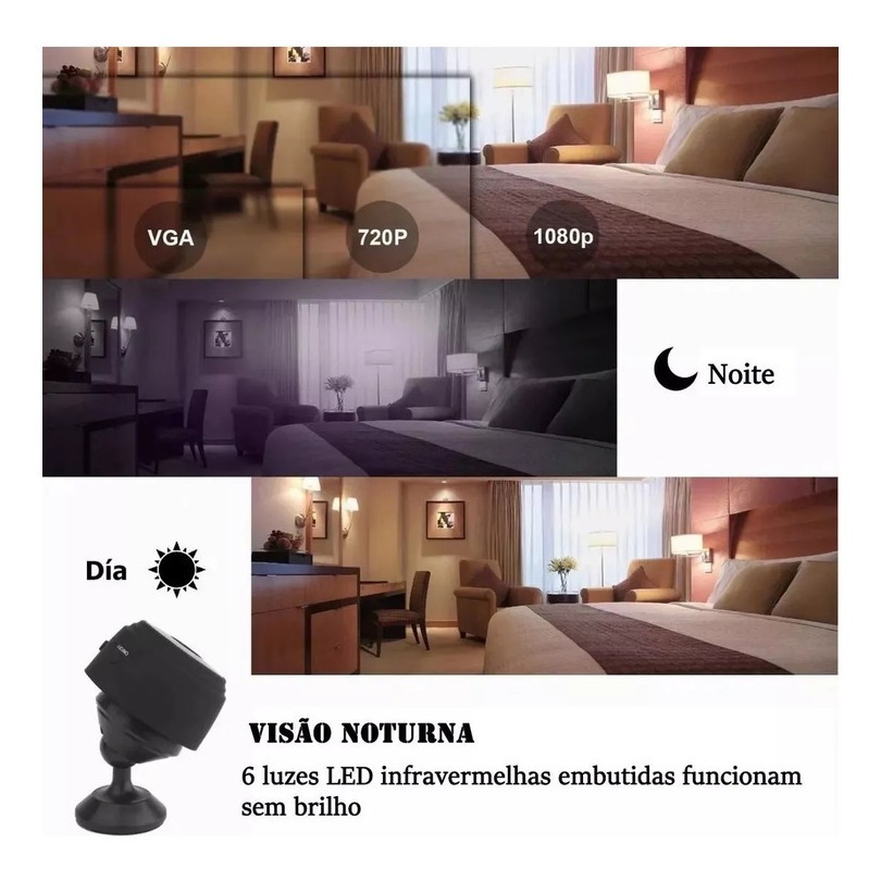 Mini Câmera Espiã Sem Fio Com Som E Visão Noturna Ouça - Imagem 4