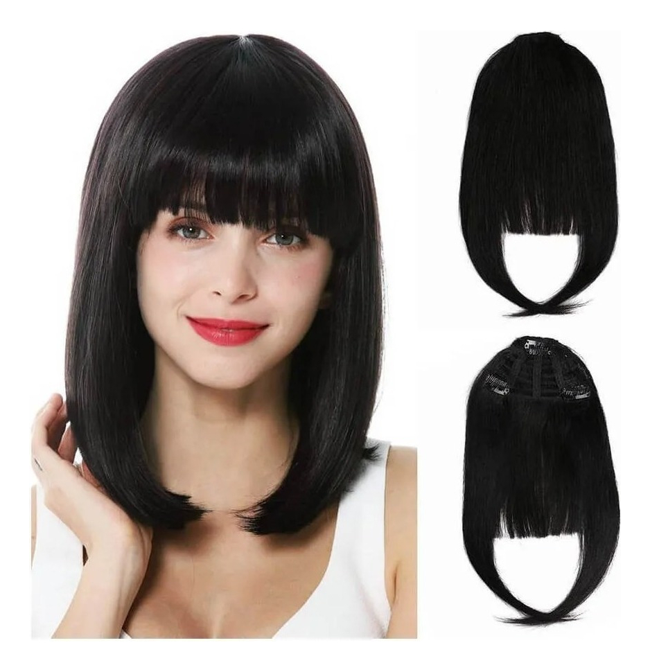 Aplique Tic Tac Franja 100% Cabelo Humano Virgem Liso 2unds