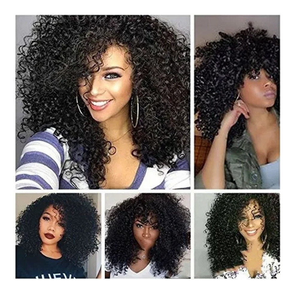 Peruca De Renda Afro Encaracolada Feminina Natural Com Cacho - Imagem 3