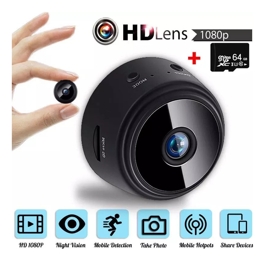 Mini Spy Camera Hd Detecta Micr Moviment+cartão De Memória