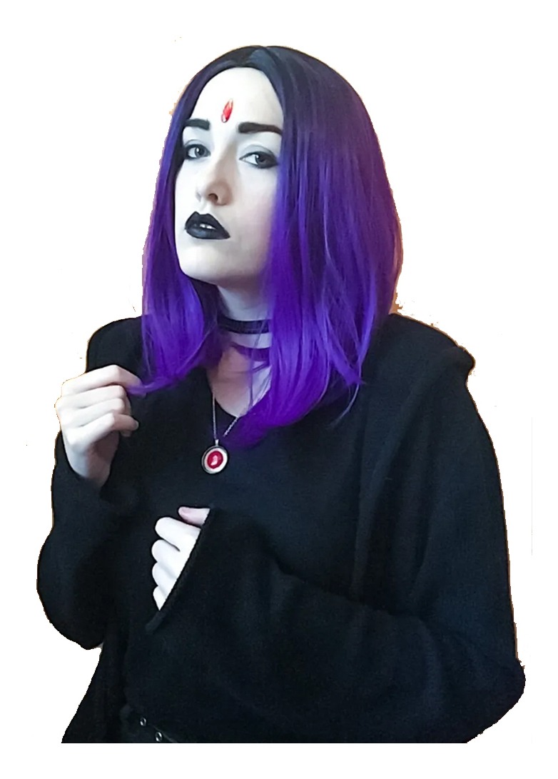 Peruca De Cosplay Curta E Reta De Anime Teen Titans Raven Pu - Imagem 2