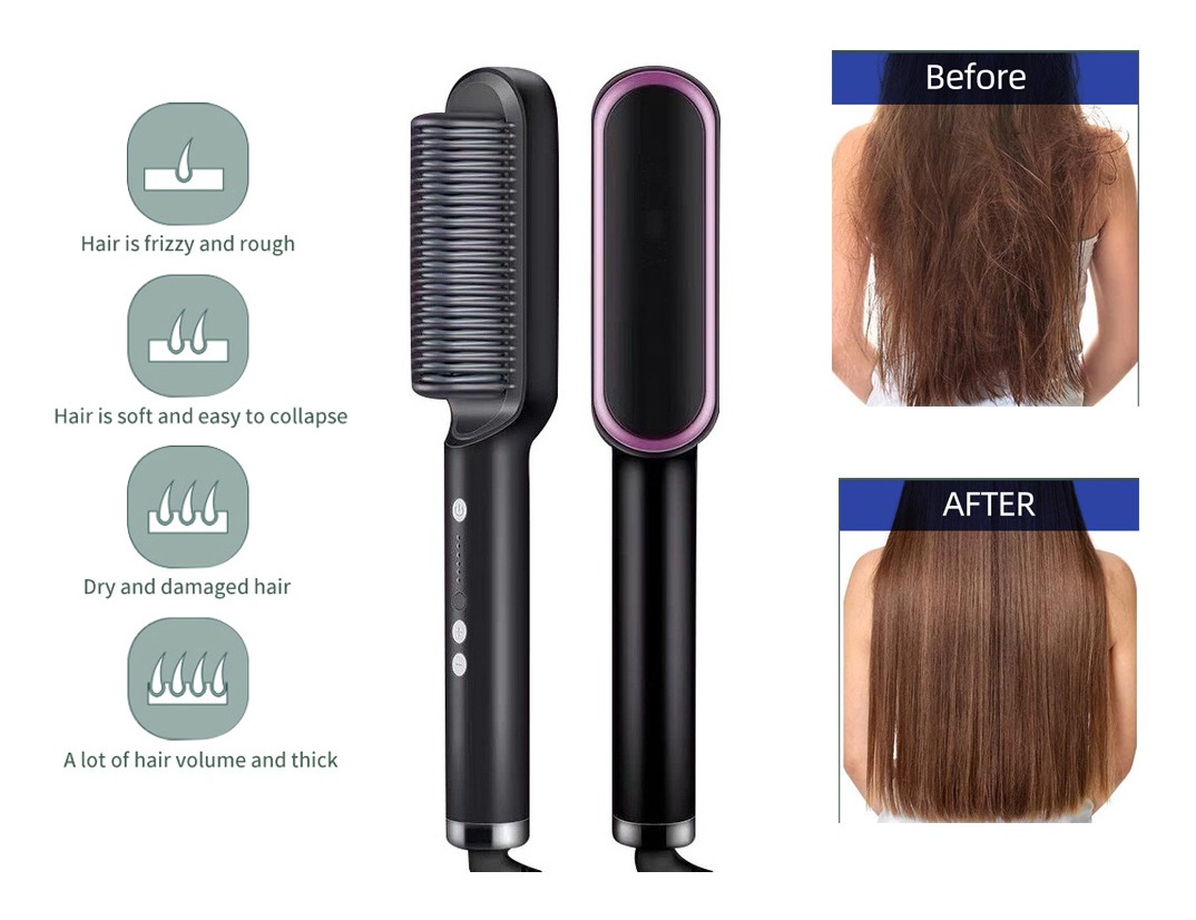 Escova De Alisamento De Cabelo Elétrica Profissional - Imagem 8