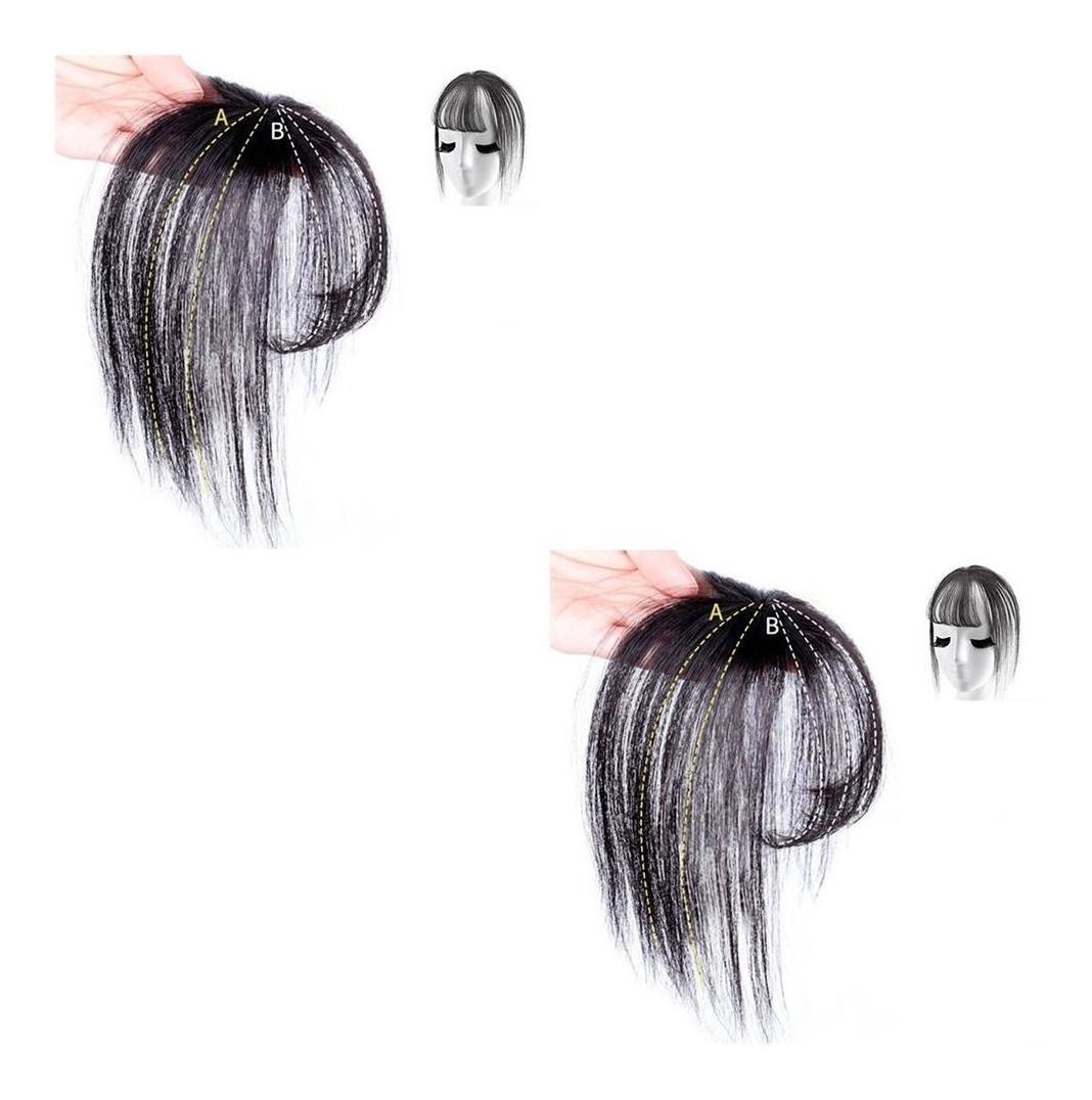 2 Peças De Perucas Invisíveis Air Bangs, Extensão De Cobertu - Imagem 2