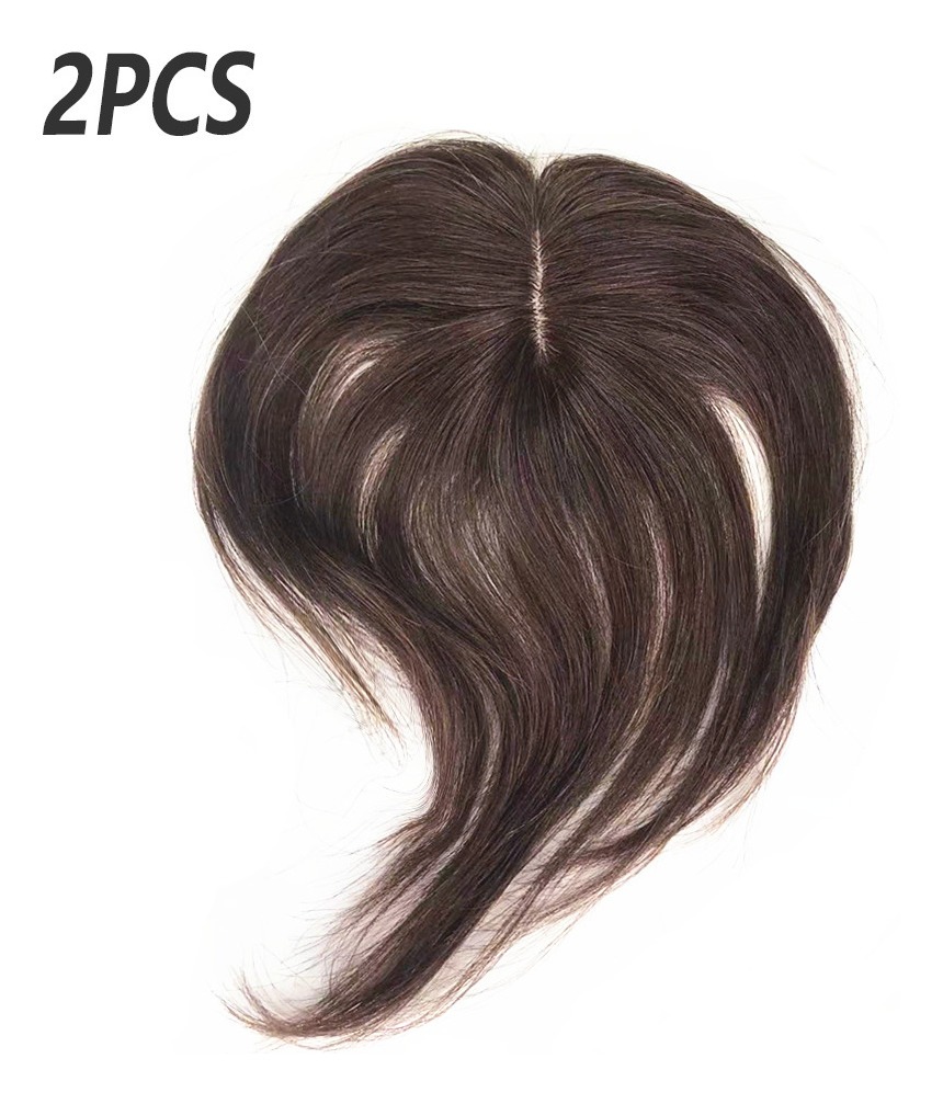 Peruca 2aplique Cabelo Humano Topper Frontal Cast Escuro Fra - Imagem 2