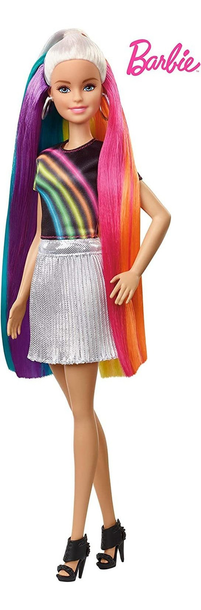 Boneca De Cabelo Barbie Rainbow Sparkle