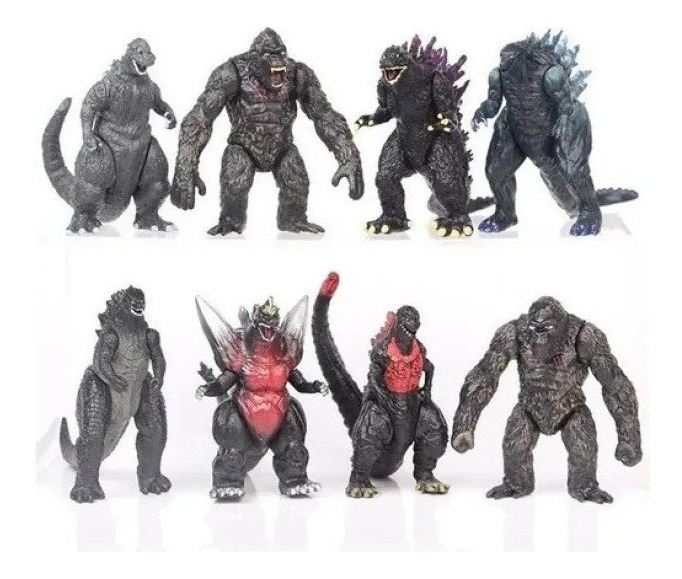 8 Peças De Boneca De Dinossauro Godzilla King Kong De 2ª Ger - Imagem 2