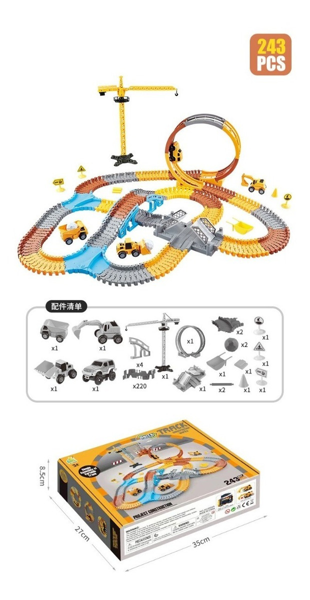 Kit 243 Pista De Carrinhos De Brinquedo Infantil Construção - Imagem 6