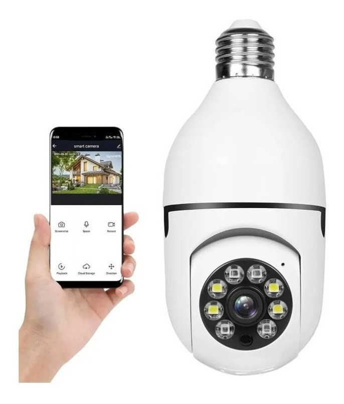 Lampada Camera Ip Segurança Espia Wifi Hd 360 Alarme Casa