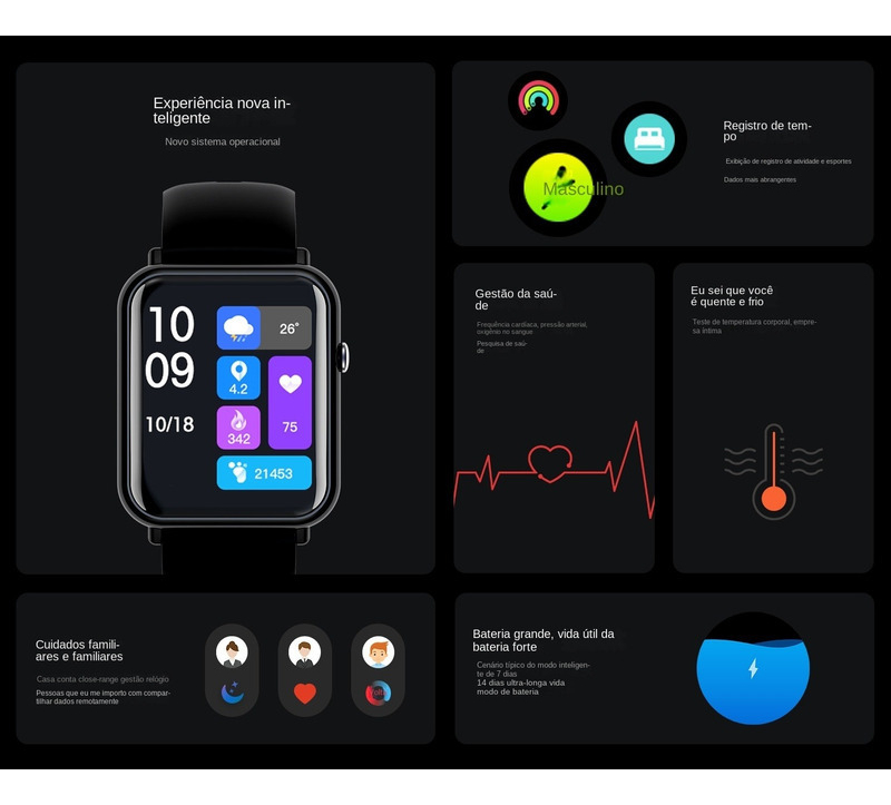 Smartwatch Q19pro Hd, Pulseira De 1,7 Polegadas, Te - Imagem 2