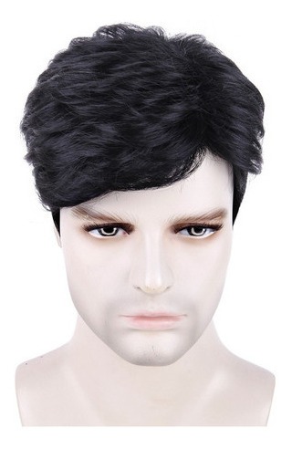 Peruca Masculina, Perucas Sintéticas Curtas, Cabelos Lisos - Imagem 3