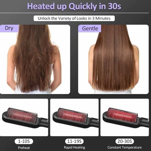 Básica Elegante Chapinha De Cabelo Escova Ânion Cabelo 2em1 - Imagem 9